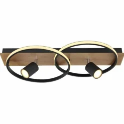 Lampes En Bois-Luminaires Globo Lighting Plafonnier Globo DANNY LED Brun, Couleur bois, Noir, 3 lumières