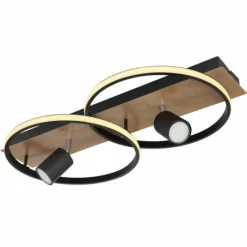 Lampes En Bois-Luminaires Globo Lighting Plafonnier Globo DANNY LED Brun, Couleur bois, Noir, 3 lumières