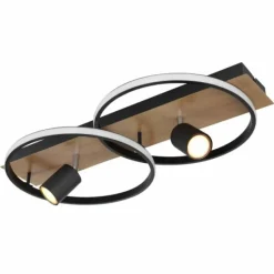 Lampes En Bois-Luminaires Globo Lighting Plafonnier Globo DANNY LED Brun, Couleur bois, Noir, 3 lumières
