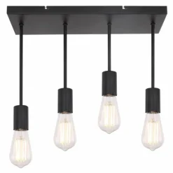 Lampes Vintages & Rétros-Luminaires Globo Lighting Plafonnier Globo DORBA Noir, 4 lumières