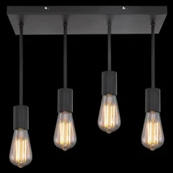 Lampes Vintages & Rétros-Luminaires Globo Lighting Plafonnier Globo DORBA Noir, 4 lumières