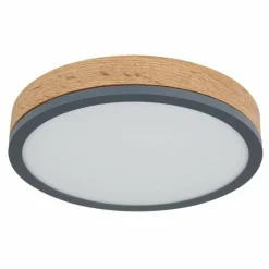 Lampes En Bois-Luminaires Globo Lighting Plafonnier Globo DORO LED Gris, Couleur bois, 1 lumière