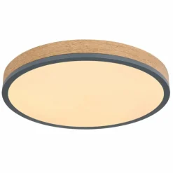 Lampes En Bois-Luminaires Globo Lighting Plafonnier Globo DORO LED Gris, Couleur bois, 1 lumière