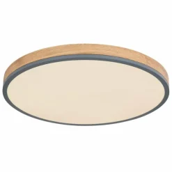 Lampes En Bois-Luminaires Globo Lighting Plafonnier Globo DORO LED Gris, Couleur bois, 1 lumière, Télécommandes