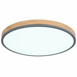 Lampes En Bois-Luminaires Globo Lighting Plafonnier Globo DORO LED Gris, Couleur bois, 1 lumière, Télécommandes