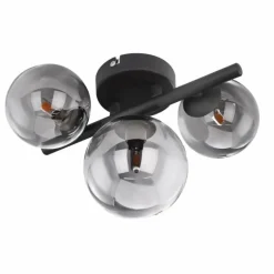 Suspension Verre Fumé-Luminaires Globo Lighting Plafonnier Globo DREADO LED Noir, 3 lumières