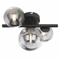 Suspension Verre Fumé-Luminaires Globo Lighting Plafonnier Globo DREADO LED Noir, 3 lumières