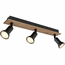 Lampes En Bois-Luminaires Globo Lighting Plafonnier Globo DREW Brun, Noir, 3 lumières