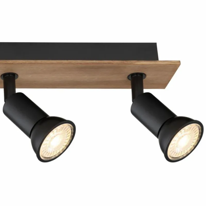 Lampes En Bois-Luminaires Globo Lighting Plafonnier Globo DREW Brun, Noir, 4 lumières