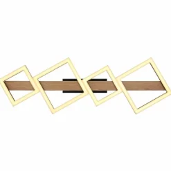 Lampes En Bois-Luminaires Globo Lighting Plafonnier Globo DUSTIN LED Bois foncé, Noir, 1 lumière