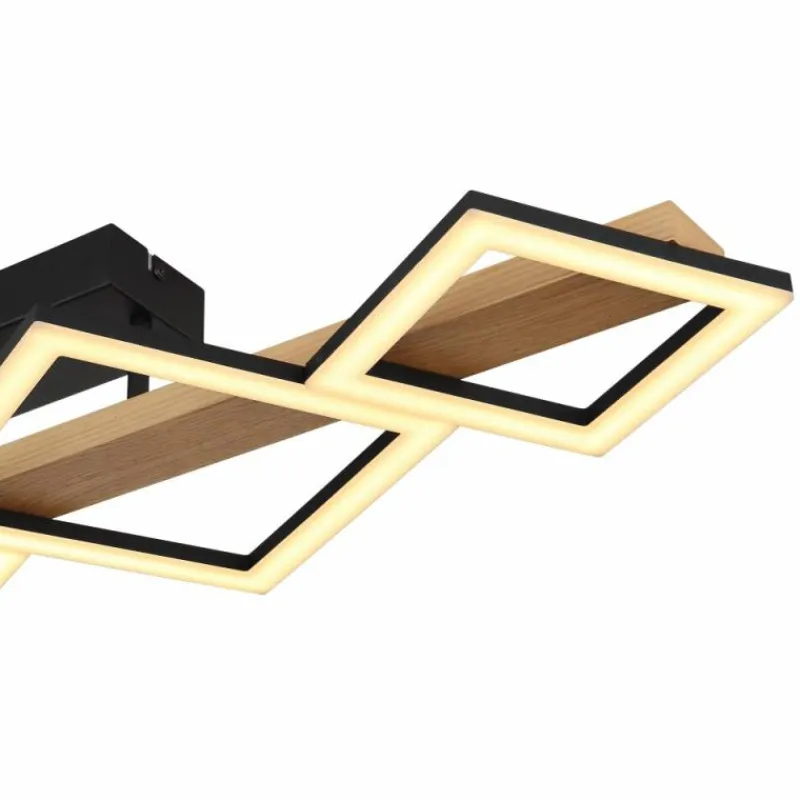 Lampes En Bois-Luminaires Globo Lighting Plafonnier Globo DUSTIN LED Bois foncé, Noir, 1 lumière