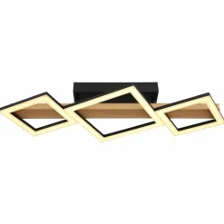 Lampes En Bois-Luminaires Globo Lighting Plafonnier Globo DUSTIN LED Bois foncé, Noir, 1 lumière