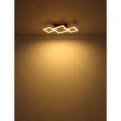 Lampes En Bois-Luminaires Globo Lighting Plafonnier Globo DUSTIN LED Bois foncé, Noir, 1 lumière