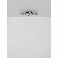 Lampes En Bois-Luminaires Globo Lighting Plafonnier Globo DUSTIN LED Bois foncé, Noir, 1 lumière