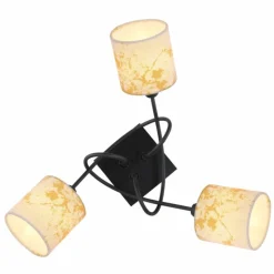 Lampes En Tissu-Luminaires Globo Lighting Plafonnier Globo ENGELBERT Noir, 3 lumières