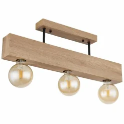 Lampes En Bois-Luminaires Globo Lighting Plafonnier Globo ERNA Bois clair, Noir, 3 lumières