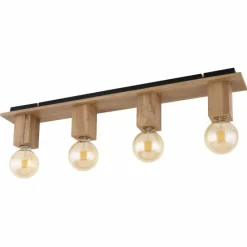 Lampes En Bois-Luminaires Globo Lighting Plafonnier Globo ERNA Bois clair, 4 lumières