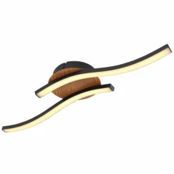 Lampes En Bois-Luminaires Globo Lighting Plafonnier Globo EVITA LED Couleur bois, Noir, 1 lumière