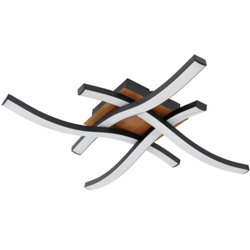 Lampes En Bois-Luminaires Globo Lighting Plafonnier Globo EVITA LED Couleur bois, Noir, 1 lumière