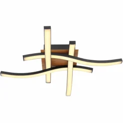 Lampes En Bois-Luminaires Globo Lighting Plafonnier Globo EVITA LED Couleur bois, Noir, 1 lumière