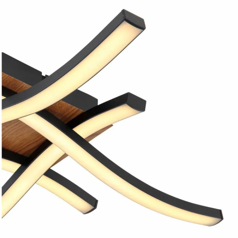 Lampes En Bois-Luminaires Globo Lighting Plafonnier Globo EVITA LED Couleur bois, Noir, 1 lumière