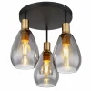 Suspension Verre Fumé-Luminaires Globo Lighting Plafonnier Globo FANNI Laiton, Noir, 3 lumières