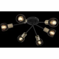 Lampes Vintages & Rétros-Luminaires Globo Lighting Plafonnier Globo FIASTRA Noir, 6 lumières