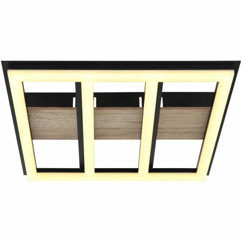 Lampes En Bois-Luminaires Globo Lighting Plafonnier Globo FROOMY LED Couleur bois, Noir, 1 lumière