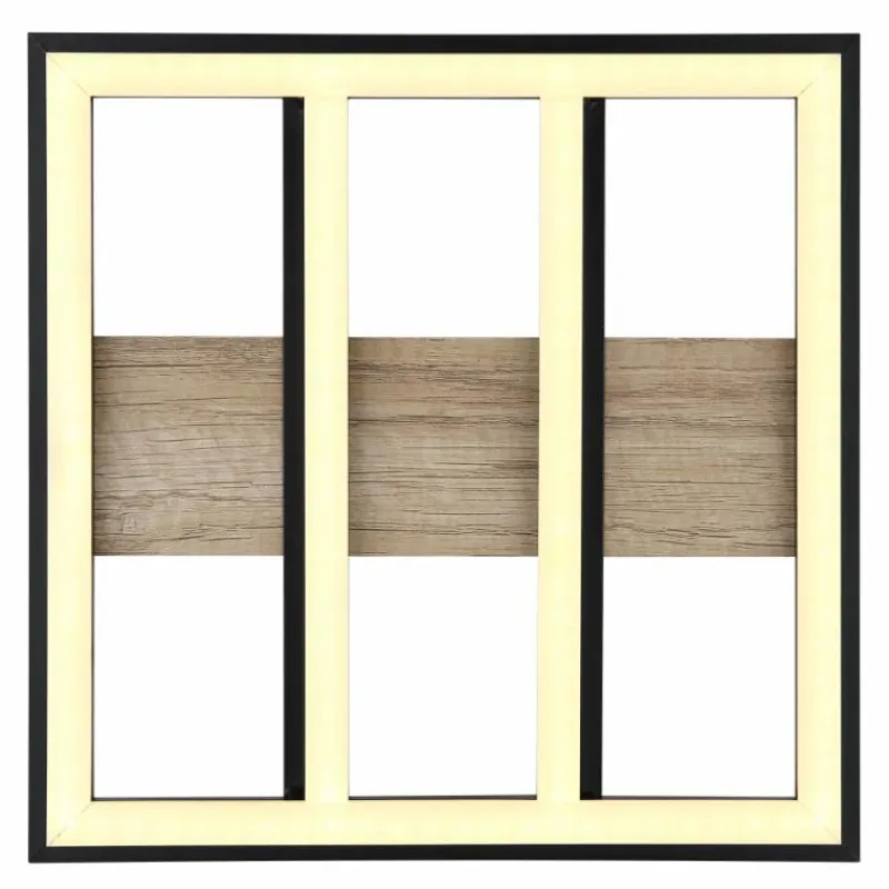 Lampes En Bois-Luminaires Globo Lighting Plafonnier Globo FROOMY LED Couleur bois, Noir, 1 lumière