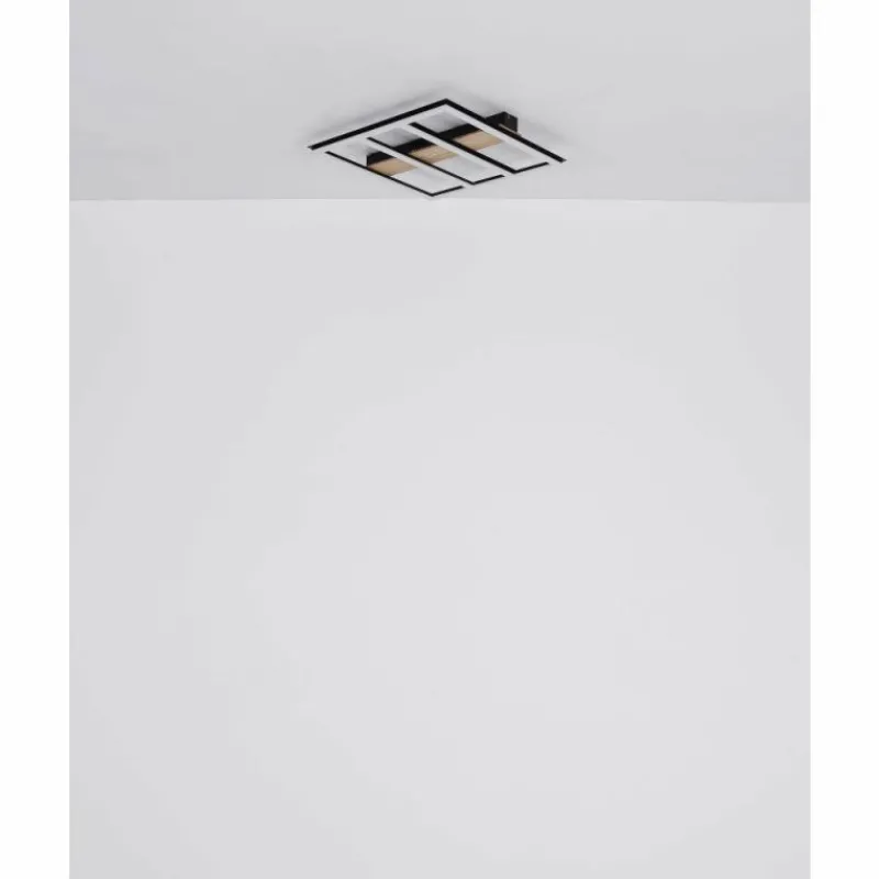 Lampes En Bois-Luminaires Globo Lighting Plafonnier Globo FROOMY LED Couleur bois, Noir, 1 lumière