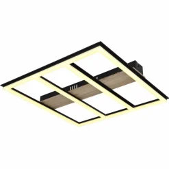 Lampes En Bois-Luminaires Globo Lighting Plafonnier Globo FROOMY LED Couleur bois, Noir, 1 lumière