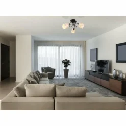 Lampes En Tissu-Luminaires Globo Lighting Plafonnier Globo GABRIELE Noir, 3 lumières