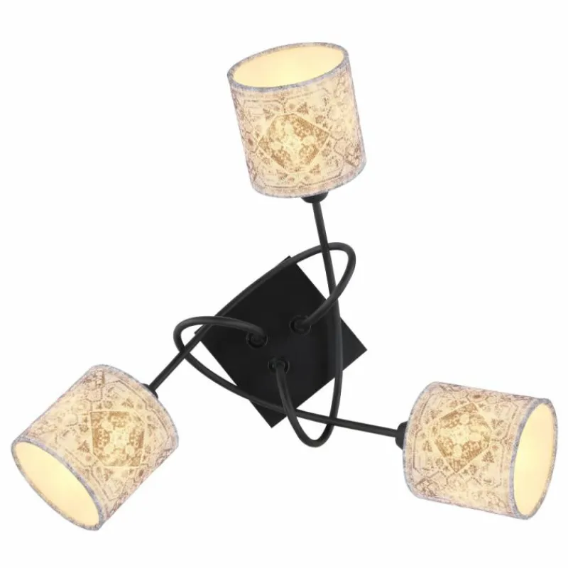 Lampes En Tissu-Luminaires Globo Lighting Plafonnier Globo GABRIELE Noir, 3 lumières