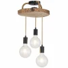 Lampes En Tissu-Luminaires Globo Lighting Plafonnier Globo GEORG Bois foncé, Noir, 3 lumières