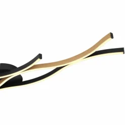 Lampes En Bois-Luminaires Globo Lighting Plafonnier Globo GERONIMO LED Couleur bois, Noir, 1 lumière