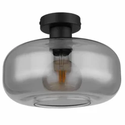 Suspension Verre Fumé-Luminaires Globo Lighting Plafonnier Globo GIUSEPPE Noir, 1 lumière