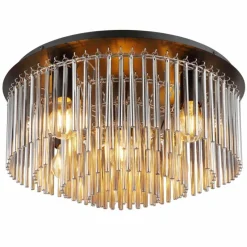 Suspension Verre Fumé-Luminaires Globo Lighting Plafonnier Globo GORLEY Noir, 5 lumières