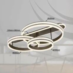 Luminaires Globo Lighting Plafonnier Globo GROUNI LED Titane, 1 lumière, Télécommandes* Éclairage Led