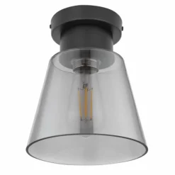 Suspension Verre Fumé-Luminaires Globo Lighting Plafonnier Globo GUMBA Noir, 1 lumière