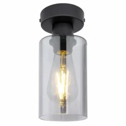 Suspension Verre Fumé-Luminaires Globo Lighting Plafonnier Globo HADERA Noir, 1 lumière