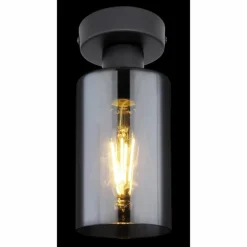 Suspension Verre Fumé-Luminaires Globo Lighting Plafonnier Globo HADERA Noir, 1 lumière