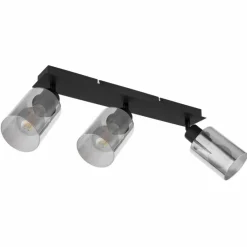 Suspension Verre Fumé-Luminaires Globo Lighting Plafonnier Globo HADERA Noir, 3 lumières