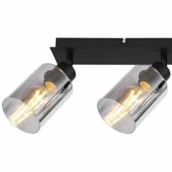 Suspension Verre Fumé-Luminaires Globo Lighting Plafonnier Globo HADERA Noir, 3 lumières