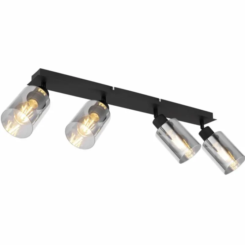 Suspension Verre Fumé-Luminaires Globo Lighting Plafonnier Globo HADERA Noir, 4 lumières