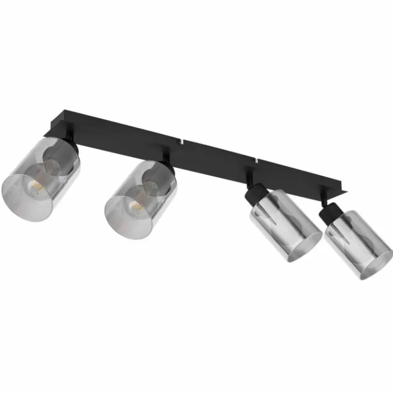 Suspension Verre Fumé-Luminaires Globo Lighting Plafonnier Globo HADERA Noir, 4 lumières