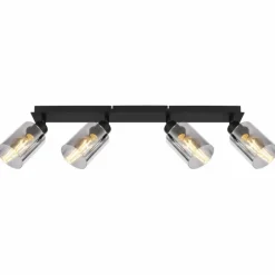 Suspension Verre Fumé-Luminaires Globo Lighting Plafonnier Globo HADERA Noir, 4 lumières