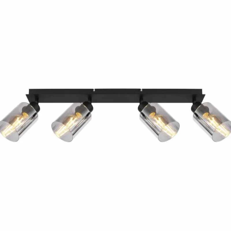 Suspension Verre Fumé-Luminaires Globo Lighting Plafonnier Globo HADERA Noir, 4 lumières