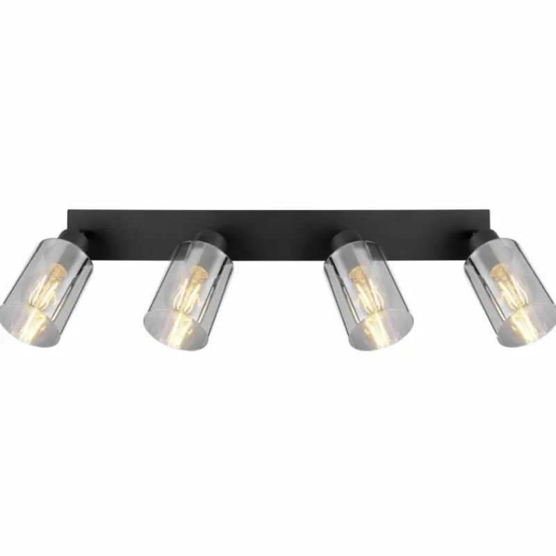 Suspension Verre Fumé-Luminaires Globo Lighting Plafonnier Globo HADERA Noir, 4 lumières