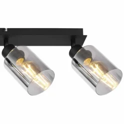 Suspension Verre Fumé-Luminaires Globo Lighting Plafonnier Globo HADERA Noir, 4 lumières