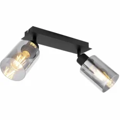 Suspension Verre Fumé-Luminaires Globo Lighting Plafonnier Globo HADERA Noir, 2 lumières